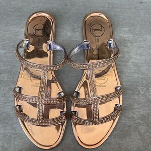 LOB FOOTWEAR Rose Gold rhinestone Jelly Sandals New!